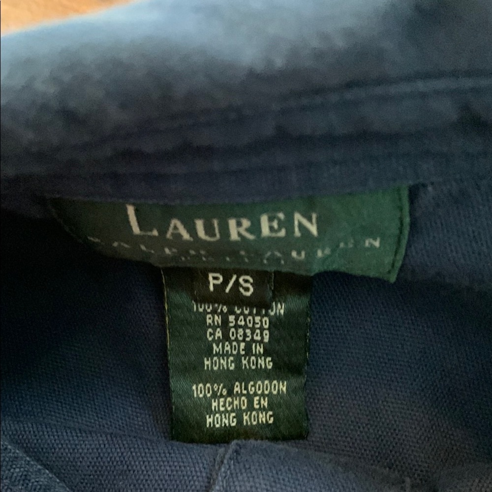 Lauren by Ralph Lauren Navy Blue Petite Roll Tab Button Up Classic Vintage Shirt - Picture 11 of 16
